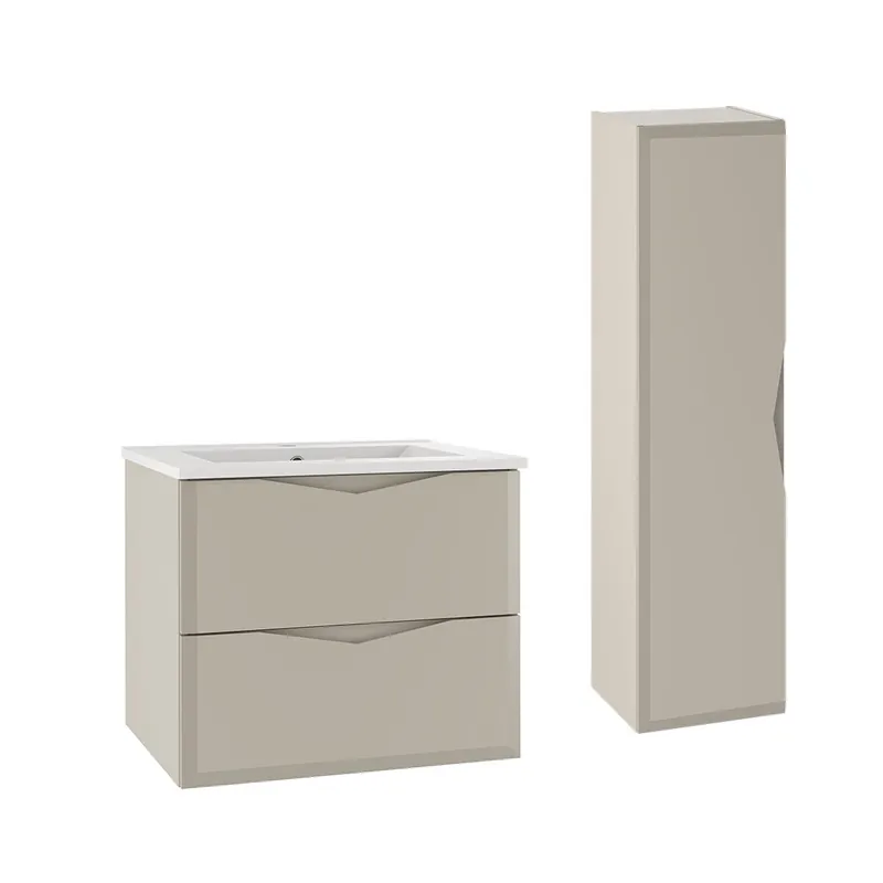 Conjunto de muebles con lavabo individual encastrado 60cm y columna Ellie Cachemira - Baño