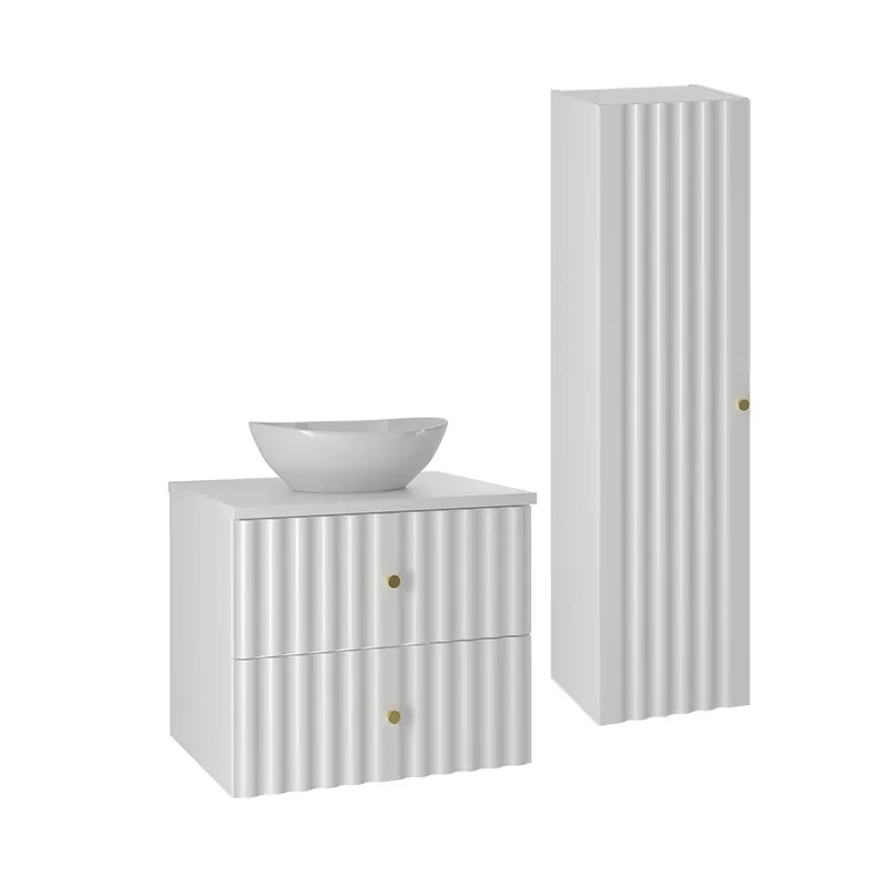 Conjunto de muebles con lavabo individual 60cm y columna Izae Blanco - Baño