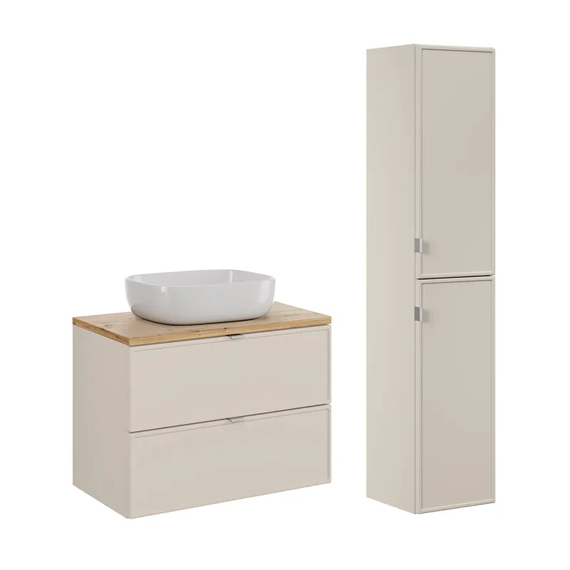 Conjunto de muebles con lavabo individual 80cm y columna Alba Cachemira - Baño