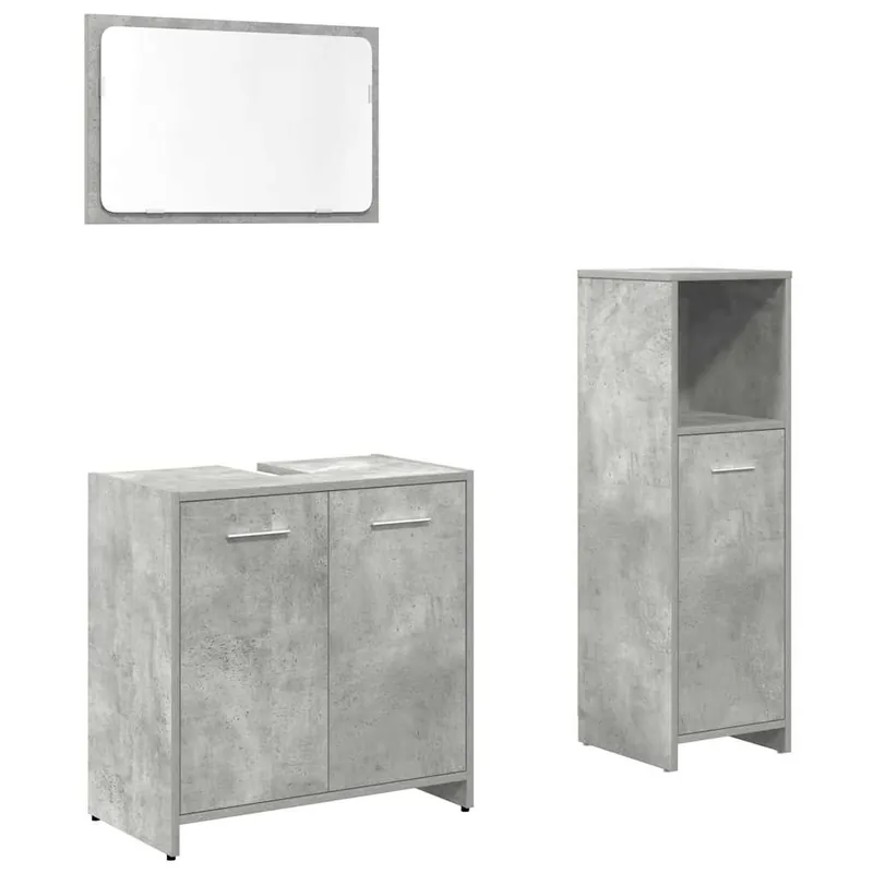 vidaXL Set muebles de baño 2 piezas madera contrachapada gris hormigón