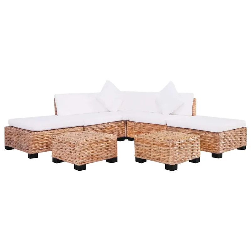 vidaXL Juego de sofás de 18 piezas ratán natural - Jardín