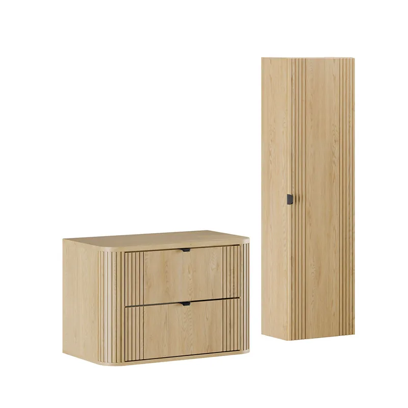 Conjunto mueble bajo lavabo 80cm y columna Mila Madera - Baño