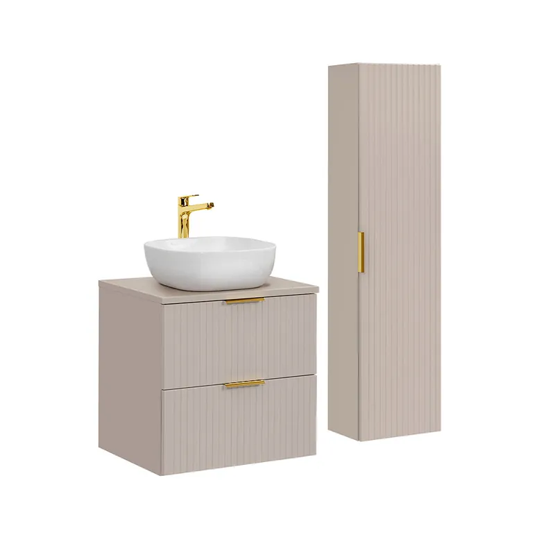 Conjunto de muebles con lavabo individual 60cm y columna Adriel Cachemira - Baño