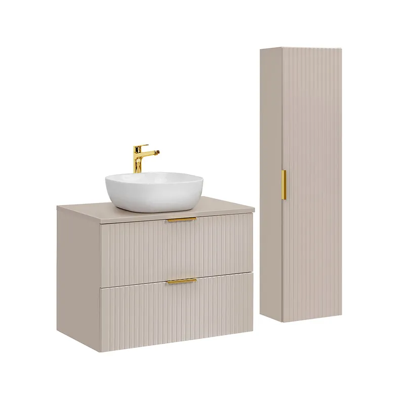 Conjunto de muebles con lavabo individual 80cm y columna Adriel Cachemira - Baño