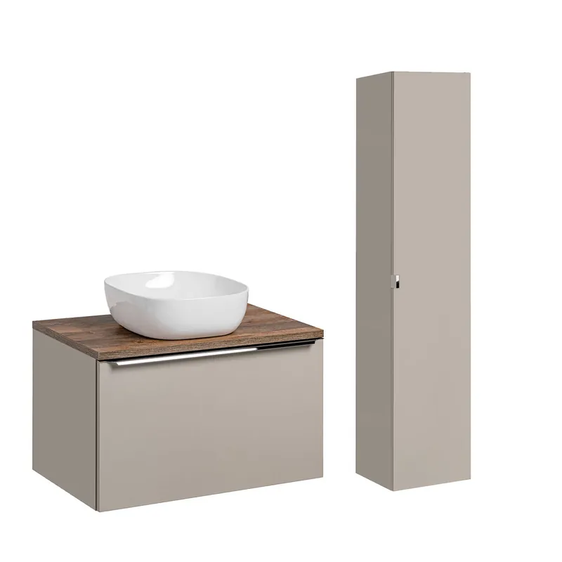 Conjunto mueble lavabo individual 80cm y columna Éros Topo - Baño