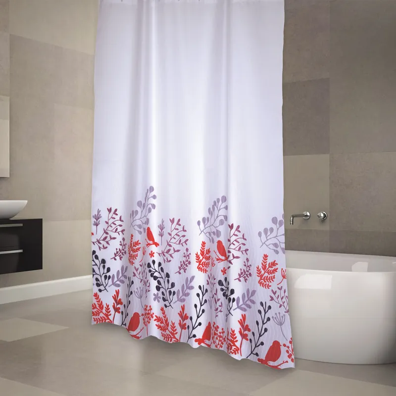 Cortina De Bano Poliester 180X200Cm Birds Rojo - Baño