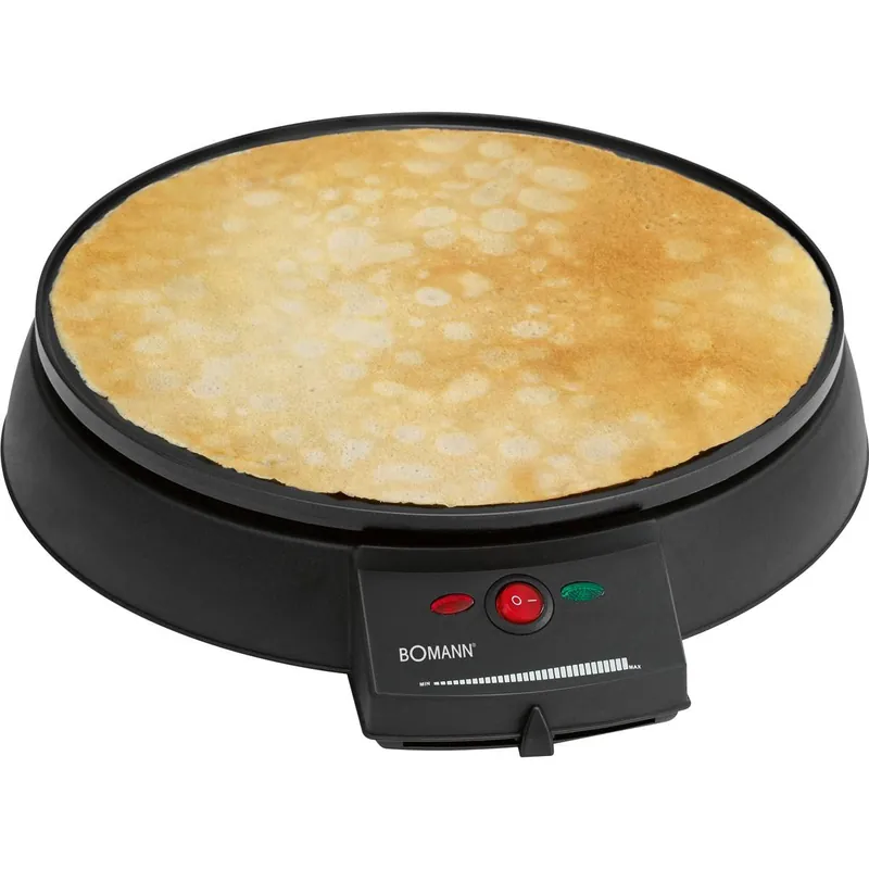 Bomann CM 2221 Crepera, Máquina de Hacer Crepes, Tortitas, Antiadherente, Regulador Temperatura, Plato 29 cm, 900, Negro - Electrodomésticos