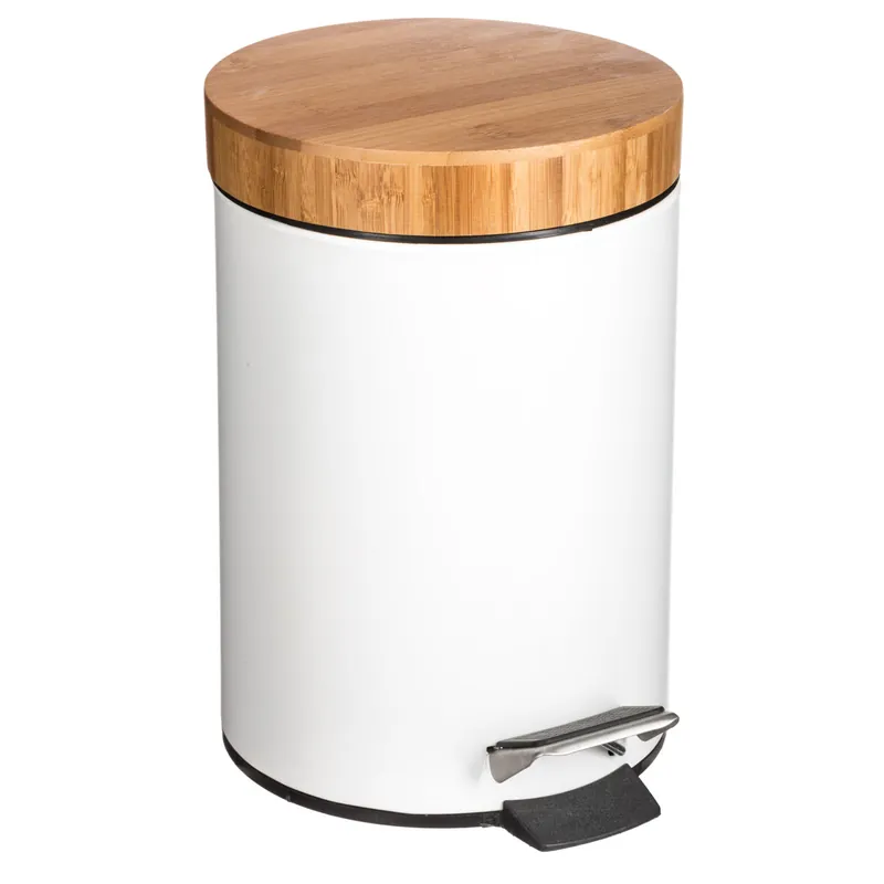 Cubo Pedal 3L Metal Bamboo Negro - Baño