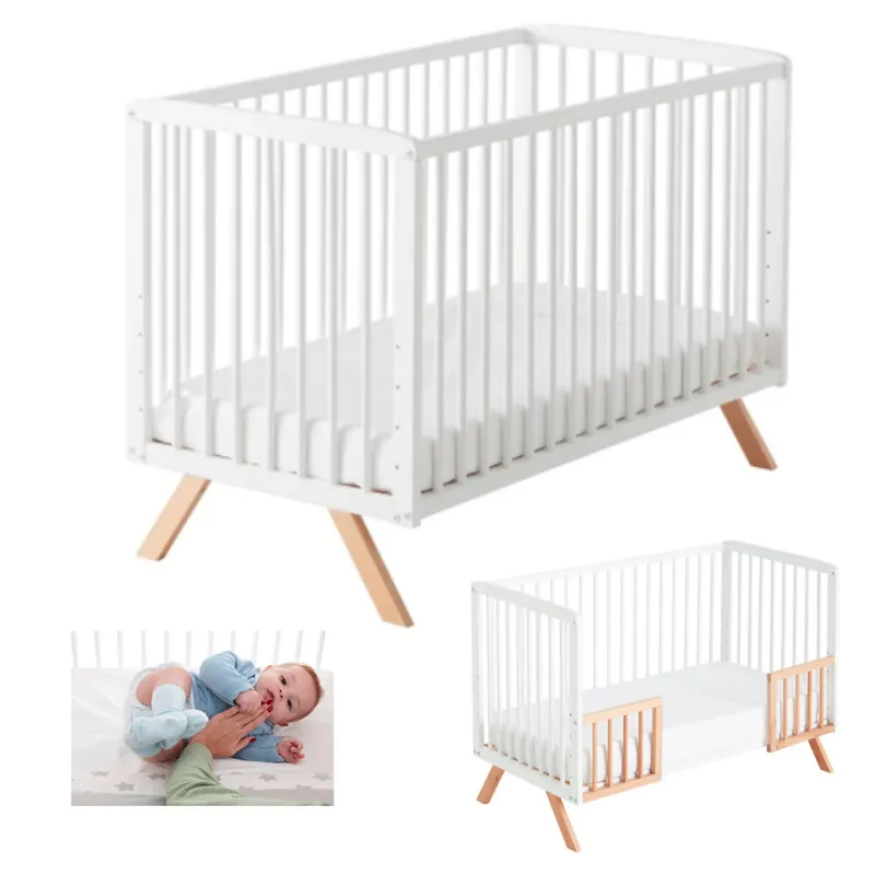 Cuna colecho Nuru + kit colecho + kit para convertir cuna en cama color blanco - Bebé