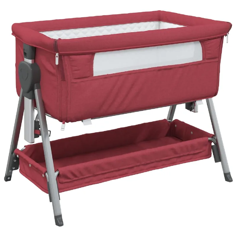 vidaXL Cuna con colchón tela de lino gris taupe - Bebé