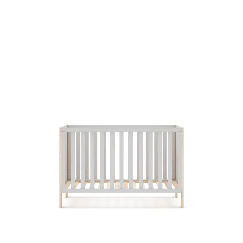 Cuna SIANNE 120x60cm blanco y madera natural - Bebé