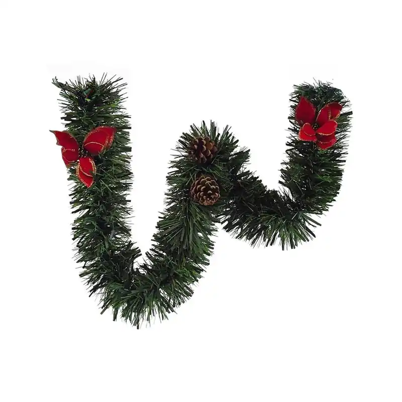 Adorno navideño, Ornamento de Navidad 500x15x15 cm, Verde y Rojo - Decoración
