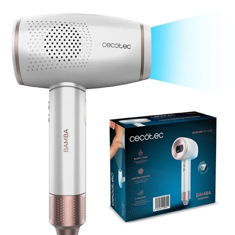 Depiladora de luz Cecotec Bamba SkinCare IPL Gun 500.000 disparos pantalla LCD blanco - Electrodomésticos