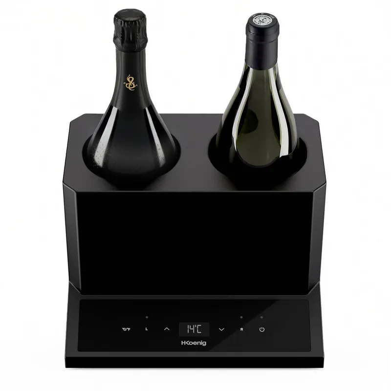Enfriador eléctrico de vino HKoenig para 2 botellas con control digital y temperatura regulable de 5 a 18 °C - Electrodomésticos