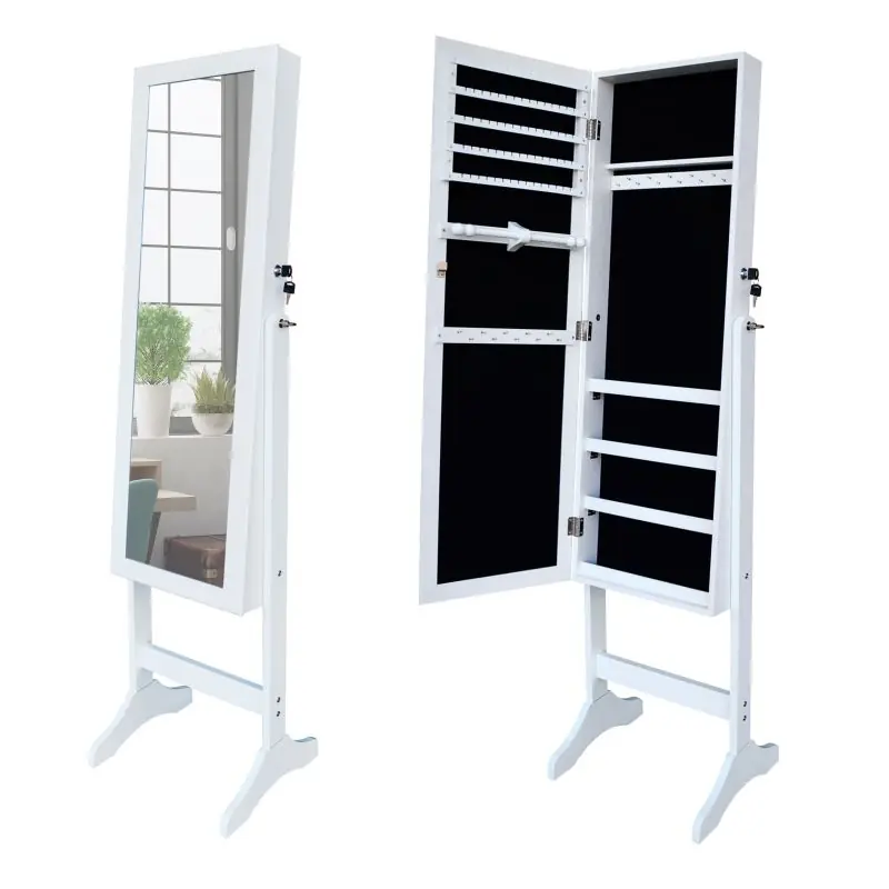 Espejo joyero de pie Blanco 40 x 155 x 36 cm - Baño