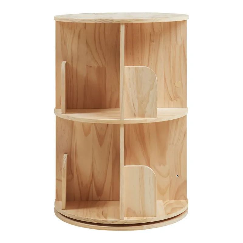 Estantería giratoria Chasek 2 niveles pino 65x44 cm Natural [en.casa] - Bebé