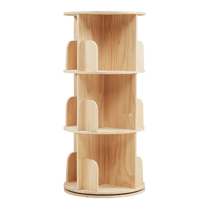 Estantería giratoria Chasek 3 niveles pino 95x44 cm Natural [en.casa] - Bebé