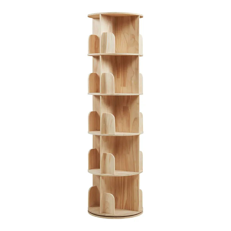 Estantería giratoria Chasek 5 niveles pino 157x44 cm Natural [en.casa] - Bebé