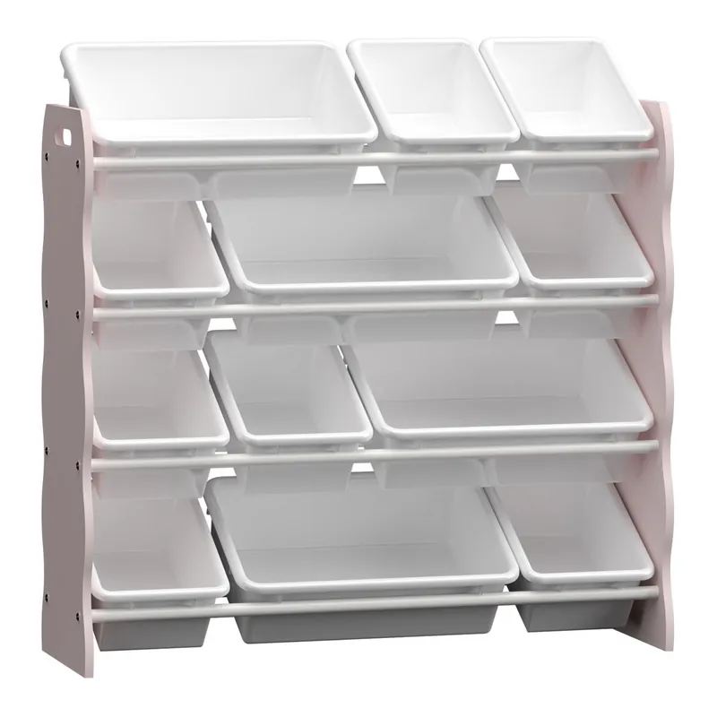 Estantería Infantil Vestnes con 12 cajas 78x86x27 cm - Rosa/Blanco [en.casa]