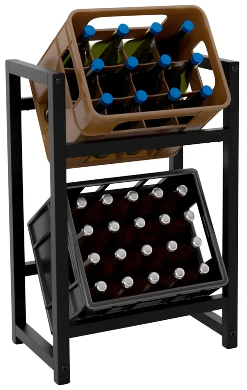 Soporte para cajas de bebidas apilables Metal Negro 31X47X75 cm - Cocina