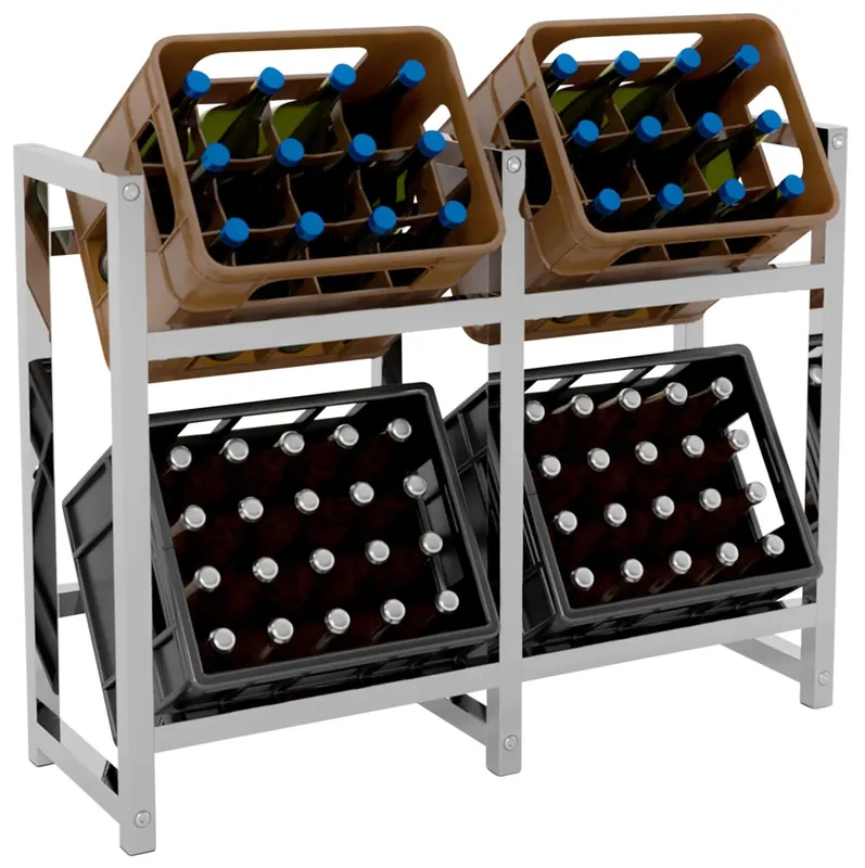 Soporte para cajas de bebidas apilables Metal Cromado 31X47X75 cm - Cocina