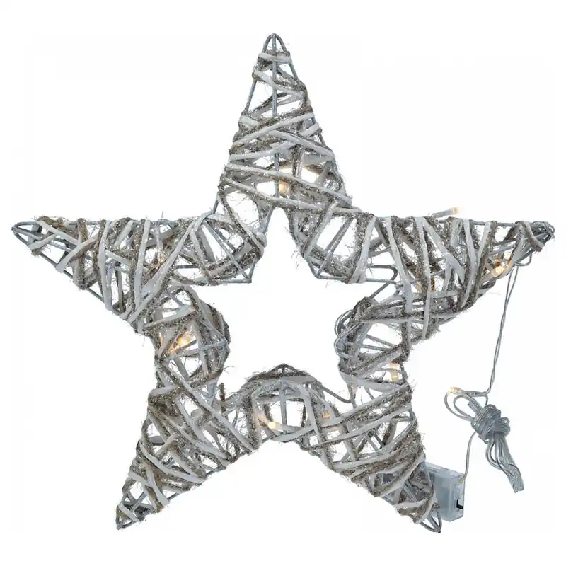 Well Home Estrella decorativa Luminosa con 15 Luces LED con purpurina 35x4x35cm - Decoración