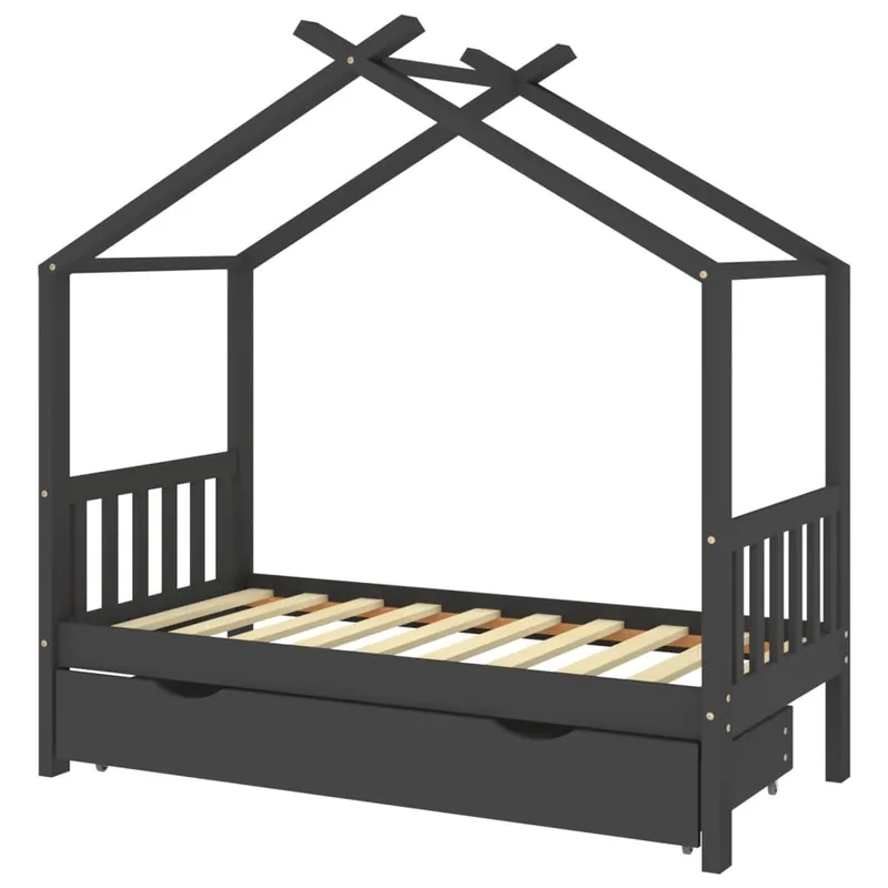 vidaXL Estructura de cama infantil y cajón madera pino gris 80x160cm - Descanso