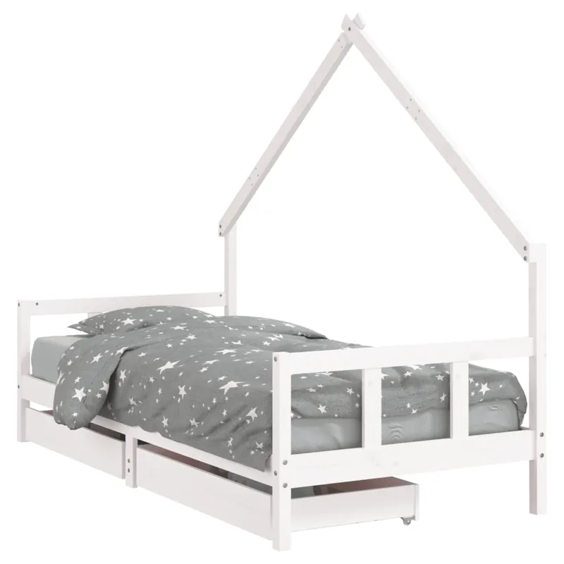 vidaXL Estructura cama infantil y cajones madera pino blanco 90x190 cm - Descanso