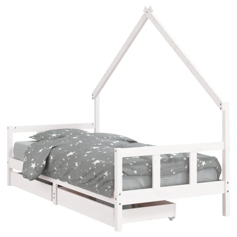 vidaXL Estructura de cama niños con cajones madera pino negro 90x200cm - Descanso