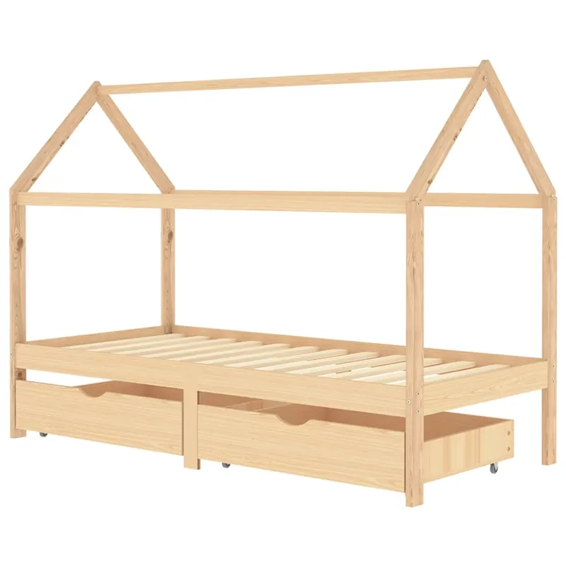 vidaXL Estructura de cama infantil y cajones madera pino gris 90x200cm - Descanso