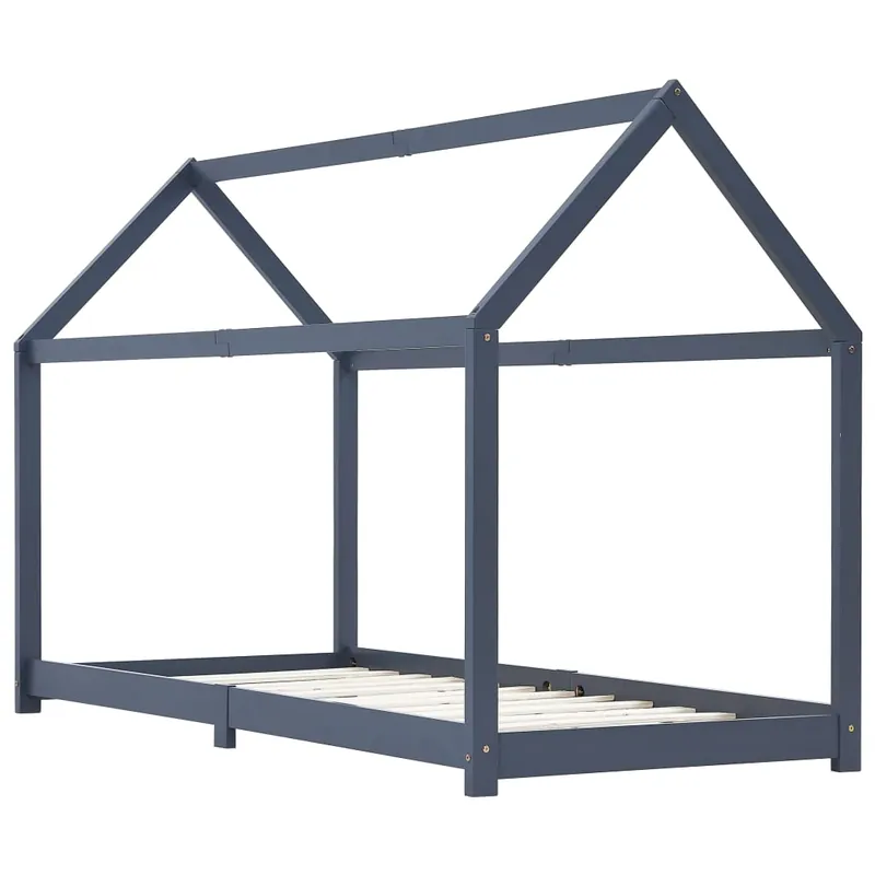 vidaXL Estructura de cama infantil madera maciza pino gris 90x200 cm - Descanso