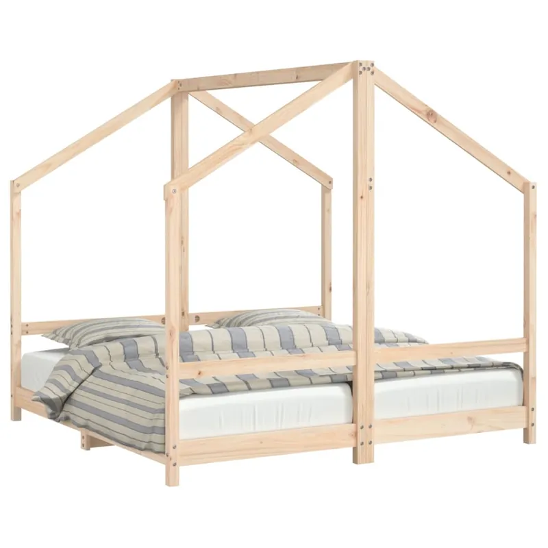 vidaXL Estructura de cama de niños madera maciza de pino 2x(80x160) cm - Descanso