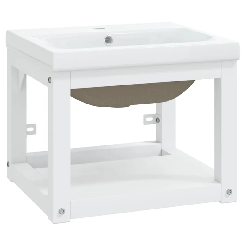 vidaXL Estructura de baño con lavabo incorporado hierro blanco