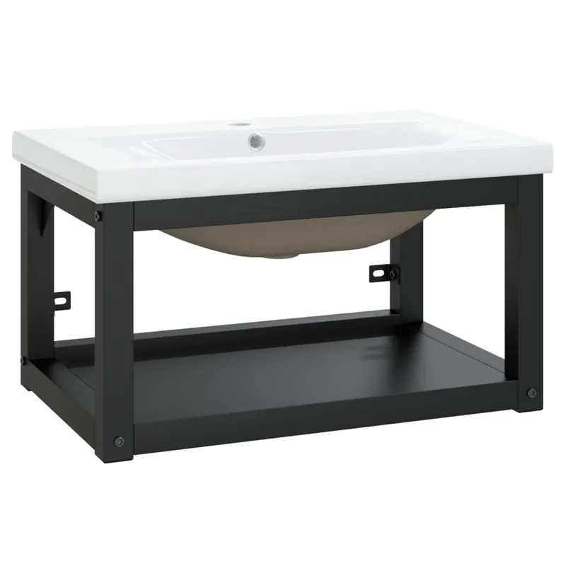 vidaXL Estructura de baño con lavabo incorporado hierro negro
