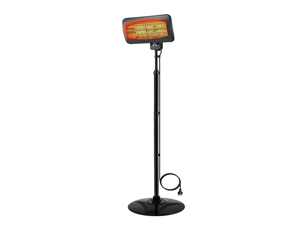 Calefactor halógeno de exterior de pie. 3 potencias de 650w, 1350w y 2000w. Control digital, display LED y mando a distancia. Temporizador 24h. Ajustable hasta los 2,1m. Ángulo ajustable. 3 elementos de cuarzo. IPX4 - Electrodomésticos