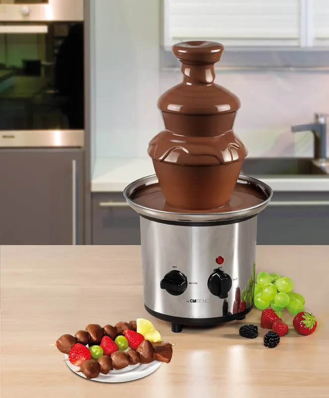 Clatronic SKB 3248 Fuente Chocolate Eléctrica, Cascada 3 Niveles, Acero Inoxidable, Capacidad 1 Kg Chocolate, 170, Plata - Electrodomésticos