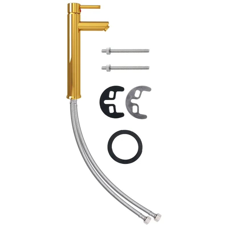 vidaXL Grifo mezclador de cuarto de baño dorado 12x30 cm