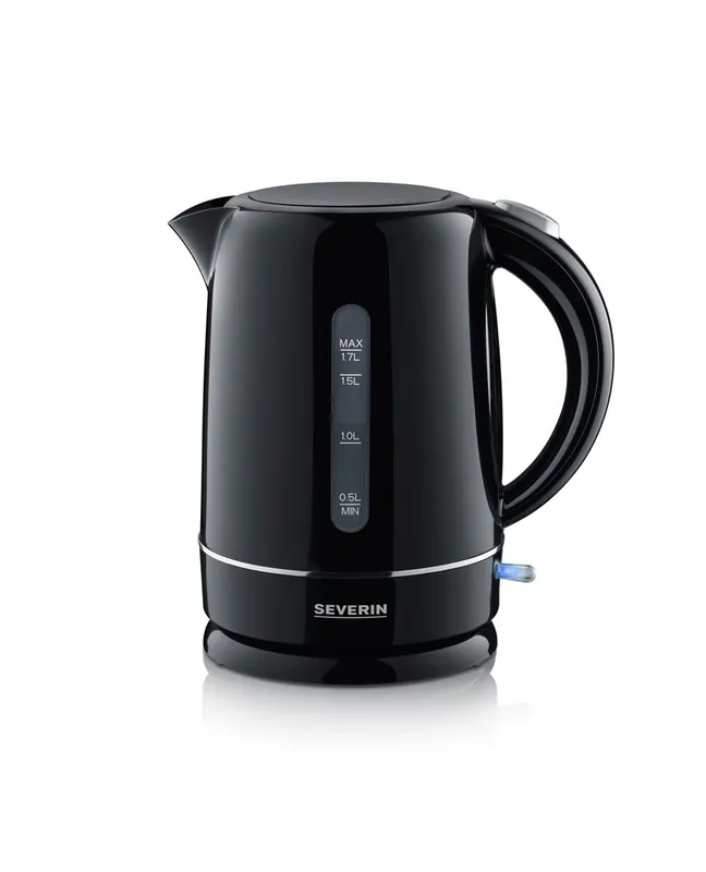 SEVERIN - Hervidor de Agua, Capacidad 1.7 L, Potencia 2.200 W, Filtro para cal extraíble y lavable, Negro WK 4322