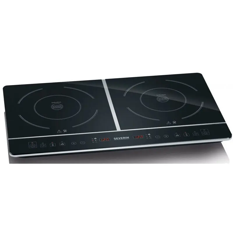 SEVERIN - Placa inducción portátil, temporizador 180 min con apagado automático, hornillo eléctrico doble con 2 fuegos, Cocina portatil para caravanas y camping, 4,8x59x35,5 cm, negro, 3400 W, DK 1031