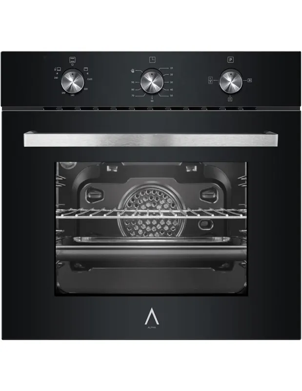 ALPHA Horno de Gas NEPTUNO ELITE GAS Cristal Negro. Ventilador y Temporizador en Horno. - Electrodomésticos