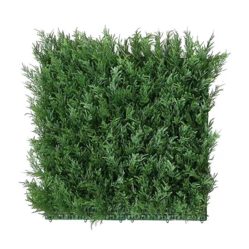 Well Home Jardín Vertical Artificial, Panel de Seto 100x100cm, Para decoración interior y exterior - Cedro en color verde