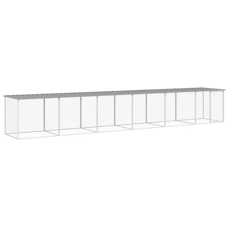 vidaXL Gallinero con techo acero galvanizado gris claro 603x98x90 cm - Jardín