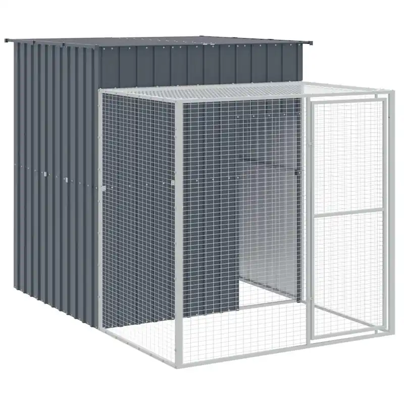 vidaXL Gallinero con corral acero galvanizado gris 165x251x181 cm - Jardín
