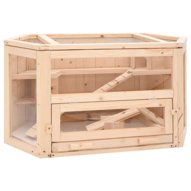 vidaXL Jaula para hámster madera maciza abeto 80x40x43 cm - Jardín