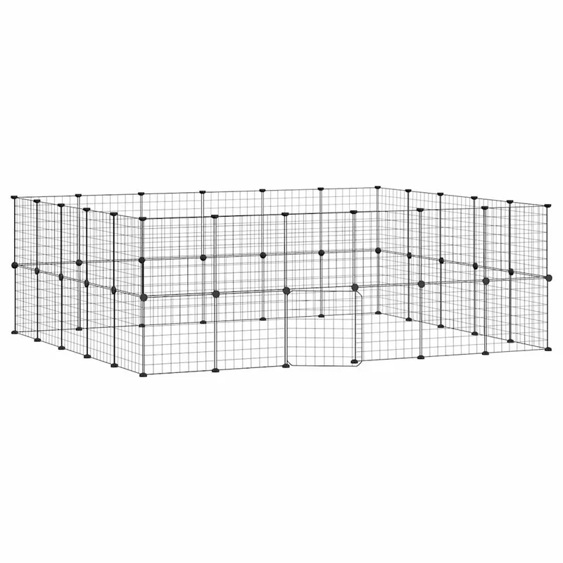 vidaXL Jaula para mascotas de 44 paneles puerta acero negro 35x35 cm - Jardín
