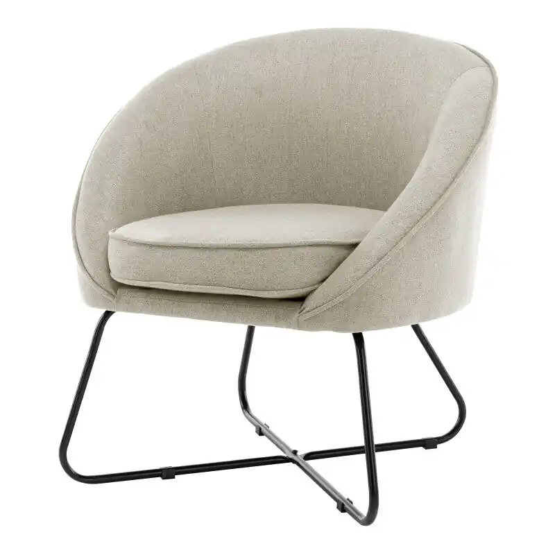 ONAS-Sillón de tela de lino y metal negro
