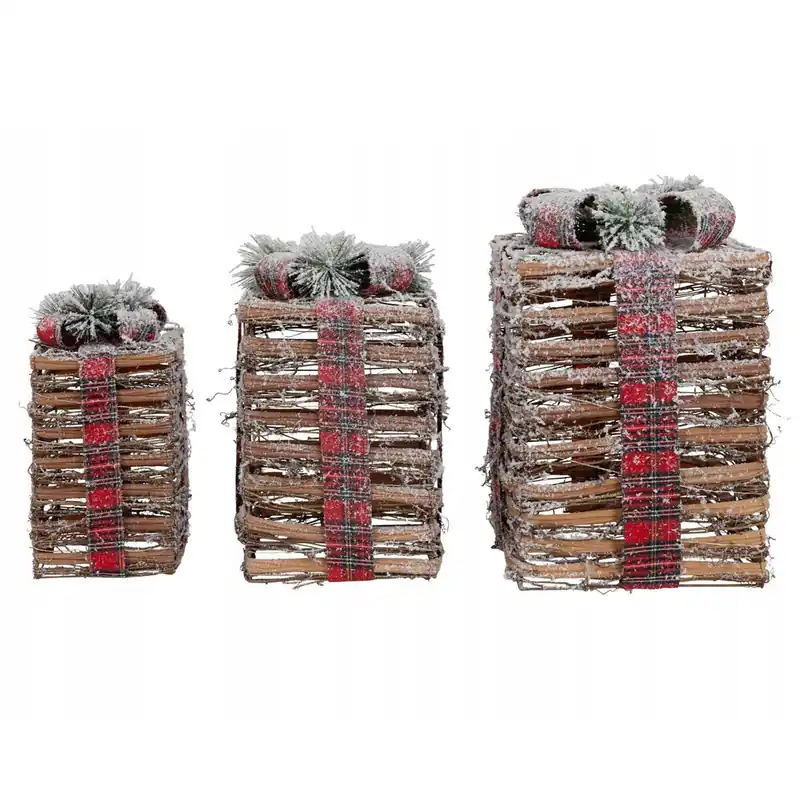 Well Home Decoración Navideña - Juego de 3 Cajas de Regalos con luces LED de distintos tamaños