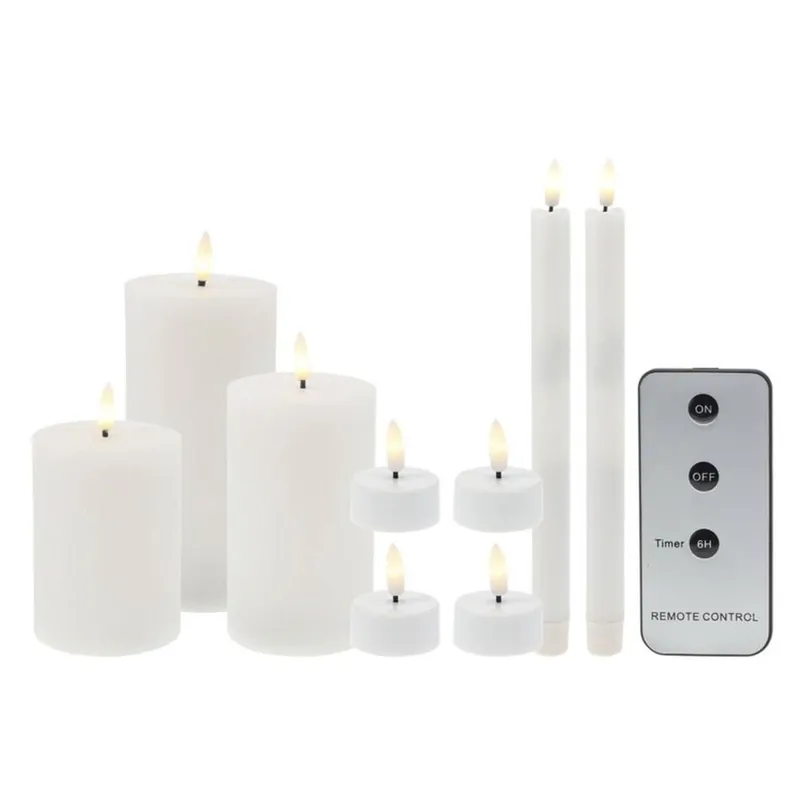 Well Home Juego de 9 Velas LED de tamaños diferentes con Control remoto - Decoración