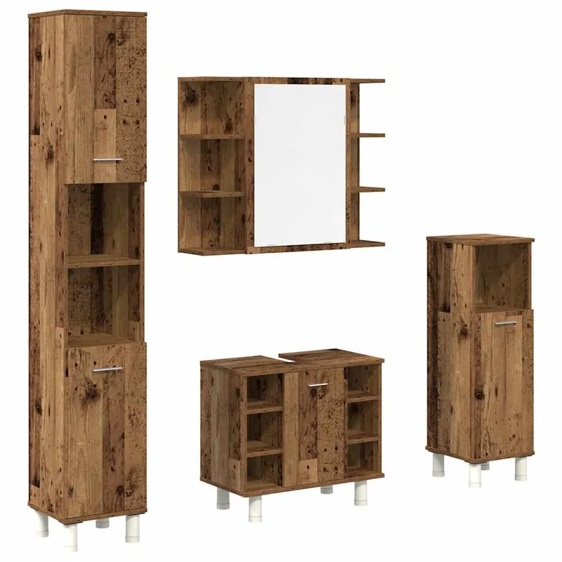 vidaXL Juego de muebles de baño 4 pzas madera de ingeniería blanco