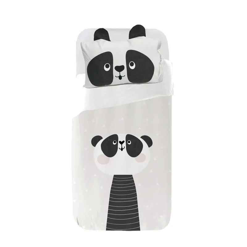 Juego de funda nórdica Infantil Panda Panda - Blanco - Maxicuna (110X140)